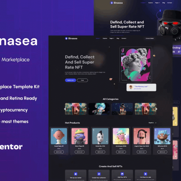 قالب بيناسيا للعملات الرقمية والبلوك تشين